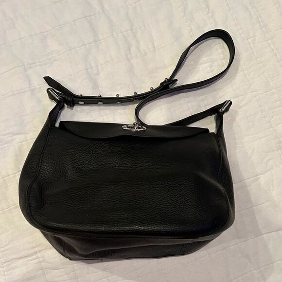 Botkier Waverly Black leather shoulder bag EUC shimmery inside silver toggle - Picture 5 of 15
